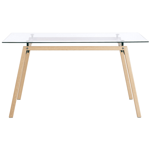 Mesa de jantar KAMINA Castanho claro 140 cm 80 cm Vidro de segurança (temperado)