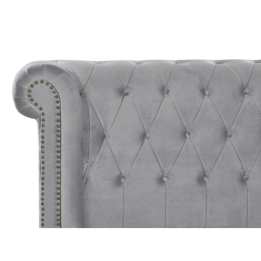 Cama Veludo CAVAILLON 180 x 200 cm Cinzento claro