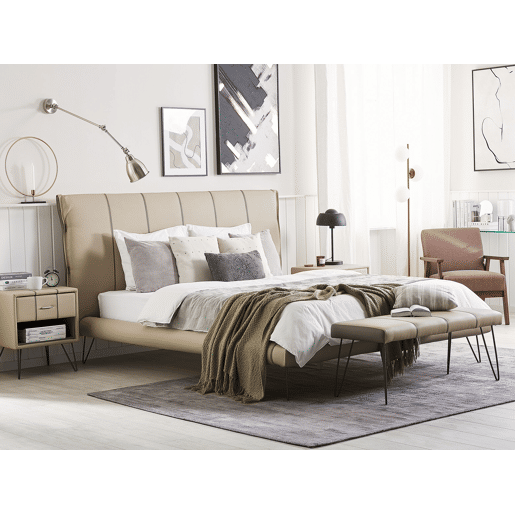 Cama Pele sintética BETIN 180 x 200 cm Cor de areia