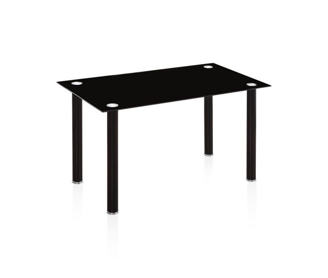 Mesa de comedor fija con sobre de cristal negro y cromo 140x80 cm Ake Cristal negro - Cromo 140 x 75 x cm