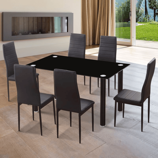 Mesa de jantar Ake Vidro preto - Cromado 140 x 75 x 80 cm