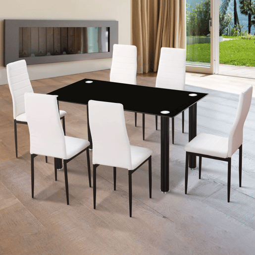 Mesa de jantar Ake Vidro preto - Cromado 140 x 75 x 80 cm