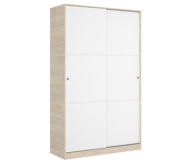 Armario 2 puertas correderas slide 120x204x50 cm blanco - natural