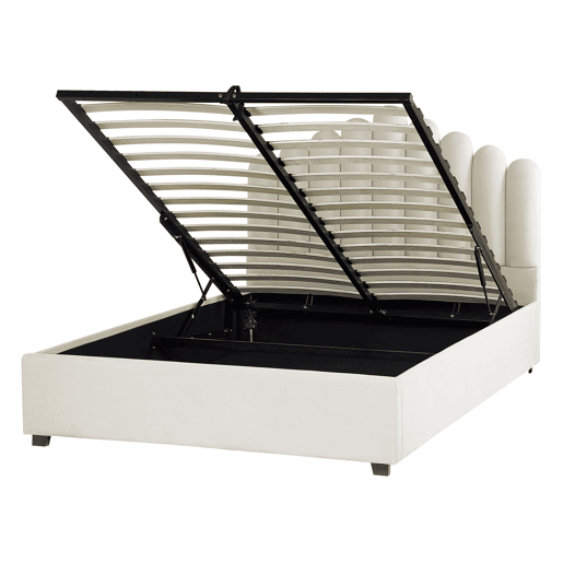 Cama baú Veludo VINCENNES 140 x 200 cm Branco creme
