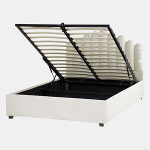 Cama baú Veludo VINCENNES 140 x 200 cm Branco creme