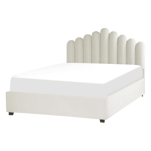 Cama baú Veludo VINCENNES 140 x 200 cm Branco creme