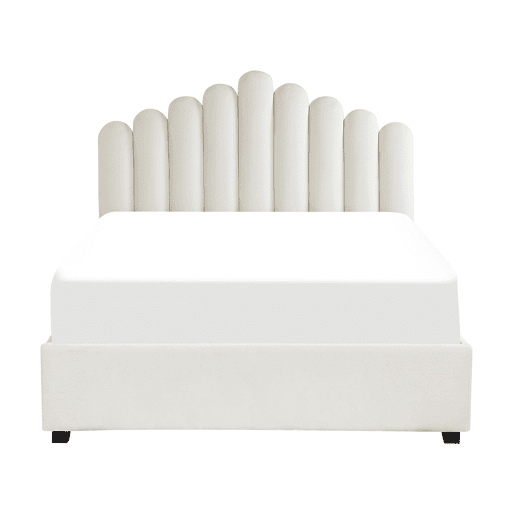 Cama baú Veludo VINCENNES 140 x 200 cm Branco creme