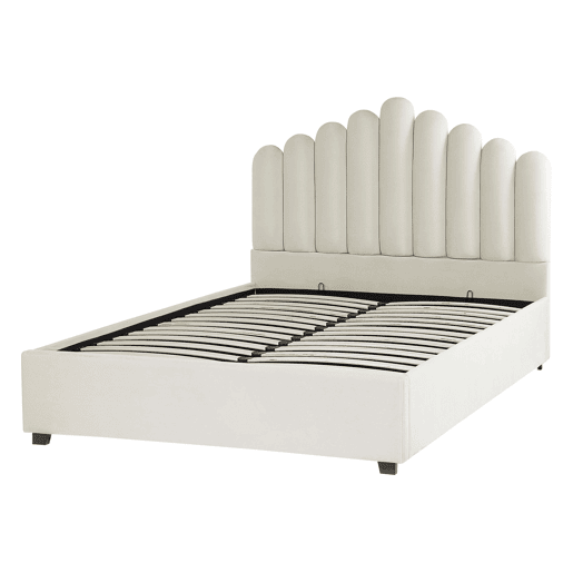 Cama baú Veludo VINCENNES 140 x 200 cm Branco creme