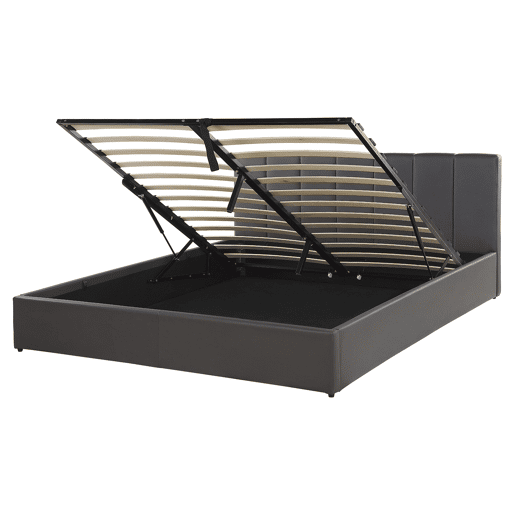 Cama baú Pele sintética DREUX 160 x 200 cm Cinzento escuro