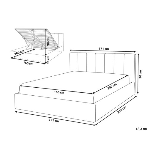 Cama baú Pele sintética DREUX 160 x 200 cm Cinzento escuro