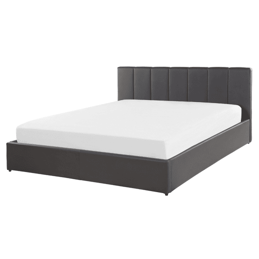 Cama baú Pele sintética DREUX 160 x 200 cm Cinzento escuro
