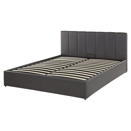 Cama baú Pele sintética DREUX 160 x 200 cm Cinzento escuro