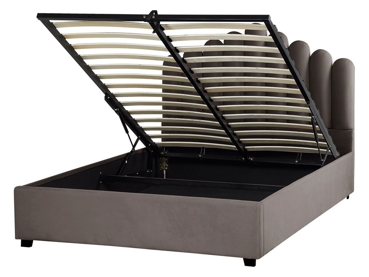 Beliani Cama con almacenaje Terciopelo VINCENNES 147x214 Gris Oscuro