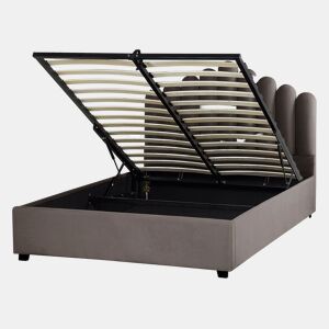 Cama baú Veludo VINCENNES 140 x 200 cm Taupe