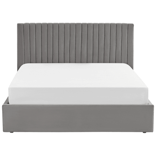 Cama baú Veludo VION 160 x 200 cm Cinzento