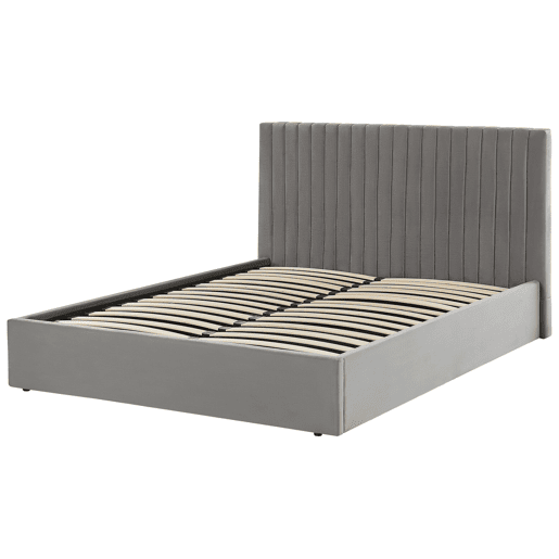Cama baú Veludo VION 160 x 200 cm Cinzento