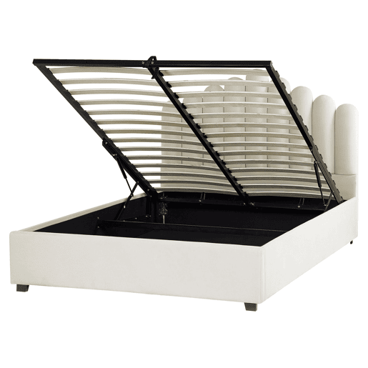 Cama baú Veludo VINCENNES 160 x 200 cm Branco creme
