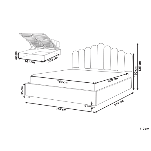 Cama baú Veludo VINCENNES 160 x 200 cm Branco creme