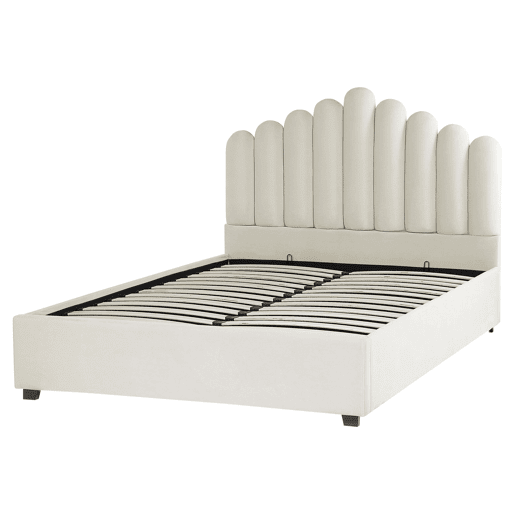 Cama baú Veludo VINCENNES 160 x 200 cm Branco creme
