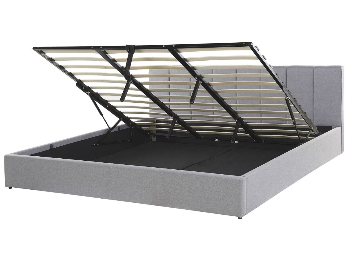 Beliani Cama con almacenaje Piel sintética DREUX 191x214 Gris Claro
