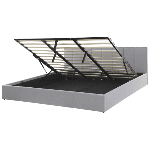 Cama baú Tecido DREUX 180 x 200 cm Cinzento claro
