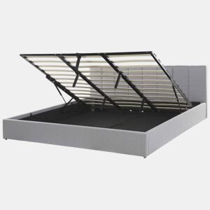 Cama baú Tecido DREUX 180 x 200 cm Cinzento claro