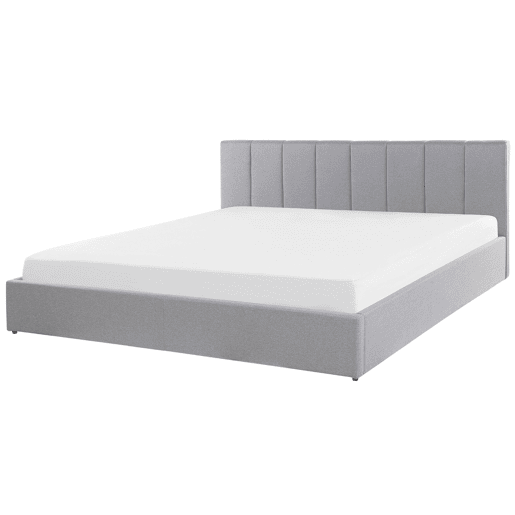 Cama baú Tecido DREUX 180 x 200 cm Cinzento claro