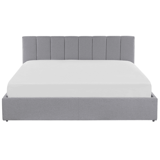 Cama baú Tecido DREUX 180 x 200 cm Cinzento claro