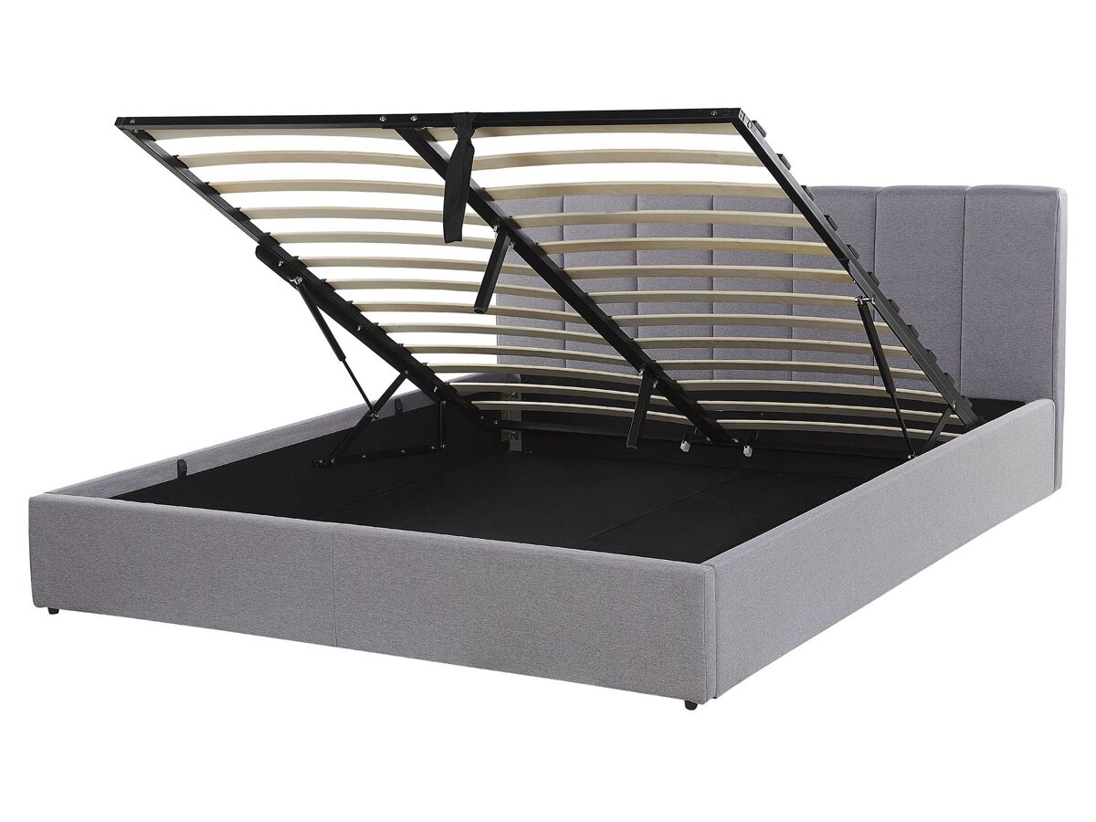 Beliani Cama con almacenaje Piel sintética DREUX 171x214 Gris Claro