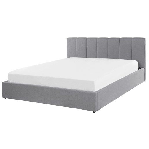 Cama baú Tecido DREUX 160 x 200 cm Cinzento claro