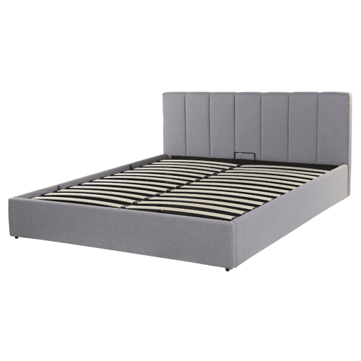 Cama baú Tecido DREUX 160 x 200 cm Cinzento claro