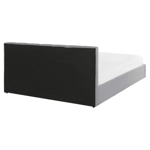 Cama baú Tecido DREUX 160 x 200 cm Cinzento claro