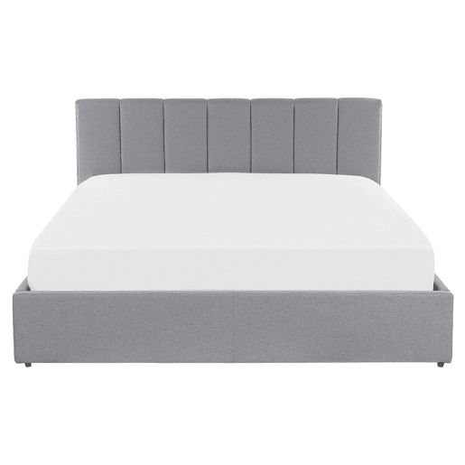 Cama baú Tecido DREUX 160 x 200 cm Cinzento claro