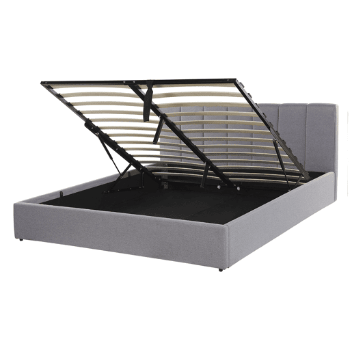Cama baú Tecido DREUX 140 x 200 cm Cinzento claro