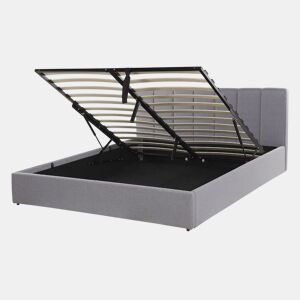 Cama baú Tecido DREUX 140 x 200 cm Cinzento claro
