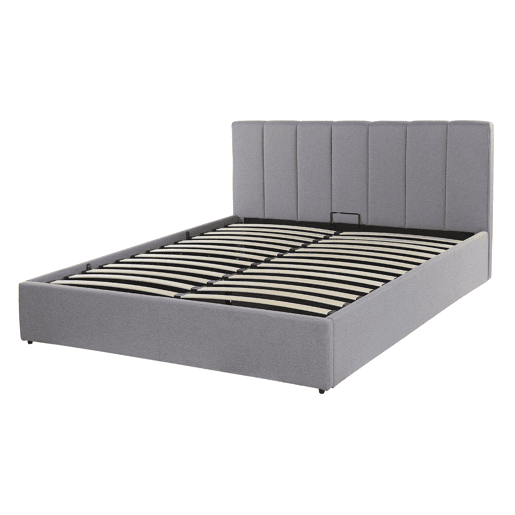 Cama baú Tecido DREUX 140 x 200 cm Cinzento claro