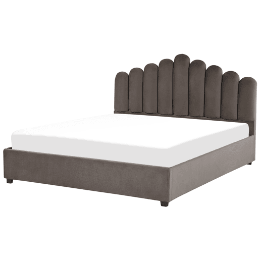 Cama baú Veludo VINCENNES 180 x 200 cm Taupe