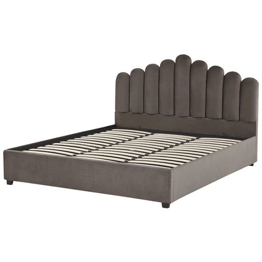 Cama baú Veludo VINCENNES 180 x 200 cm Taupe