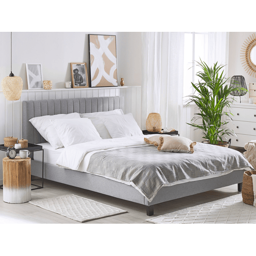 Cama Tecido POITIERS 180 x 200 cm Cinzento claro