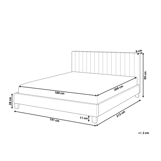 Cama Tecido POITIERS 180 x 200 cm Cinzento claro