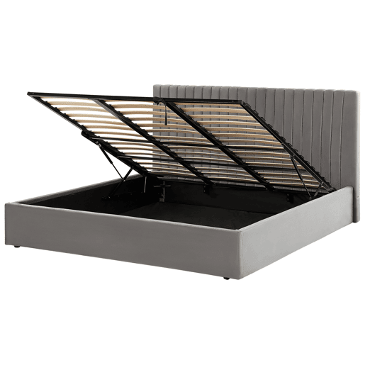 Cama baú Veludo VION 180 x 200 cm Cinzento