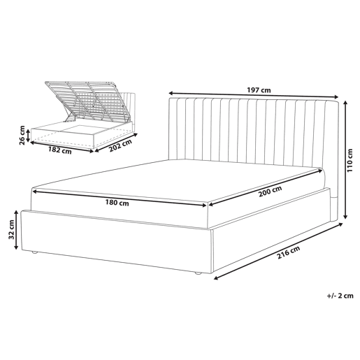 Cama baú Veludo VION 180 x 200 cm Cinzento