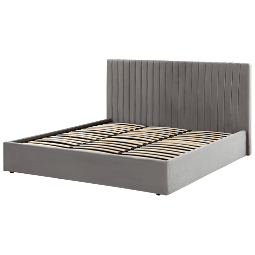Cama baú Veludo VION 180 x 200 cm Cinzento
