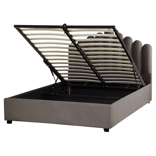 Cama baú Veludo VINCENNES 160 x 200 cm Taupe