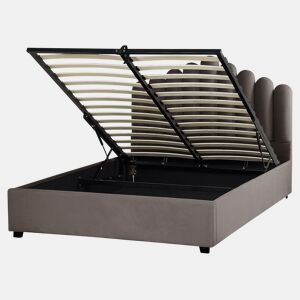 Cama baú Veludo VINCENNES 160 x 200 cm Taupe