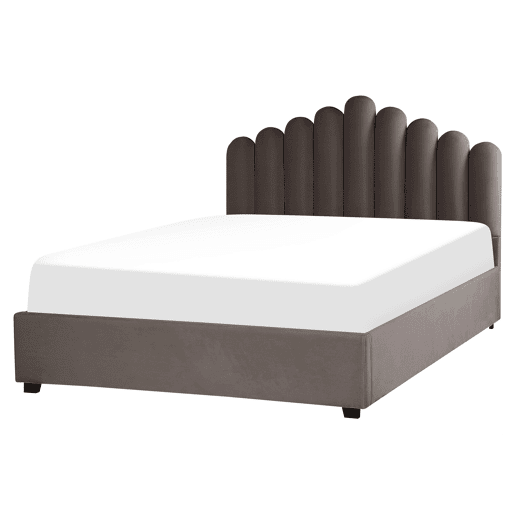 Cama baú Veludo VINCENNES 160 x 200 cm Taupe