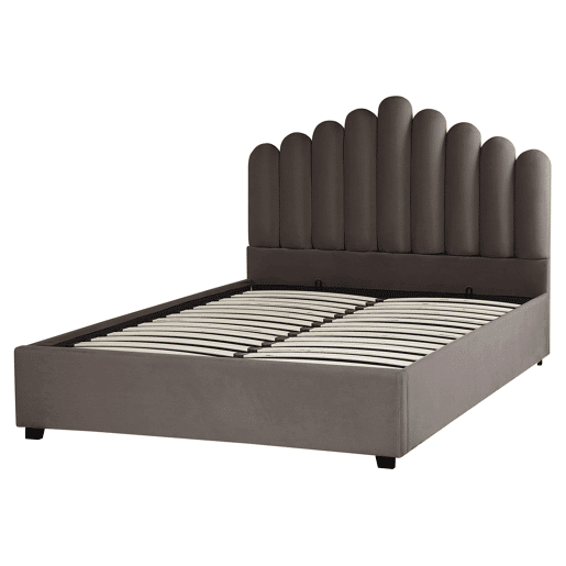 Cama baú Veludo VINCENNES 160 x 200 cm Taupe