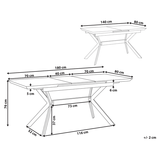Mesa de jantar extensível BENSON Cinzento claro 140180 cm 80 cm