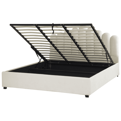Cama baú Veludo VINCENNES 180 x 200 cm Branco creme