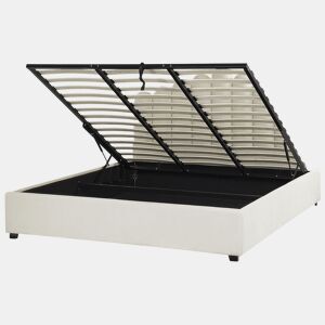 Cama baú Veludo VINCENNES 180 x 200 cm Branco creme